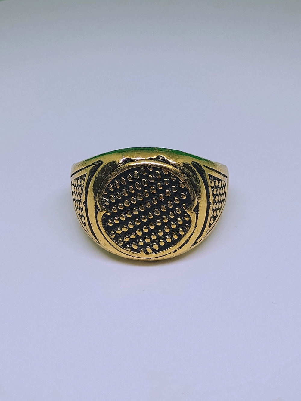 Men's Gold-Tone Textured Signet Ring